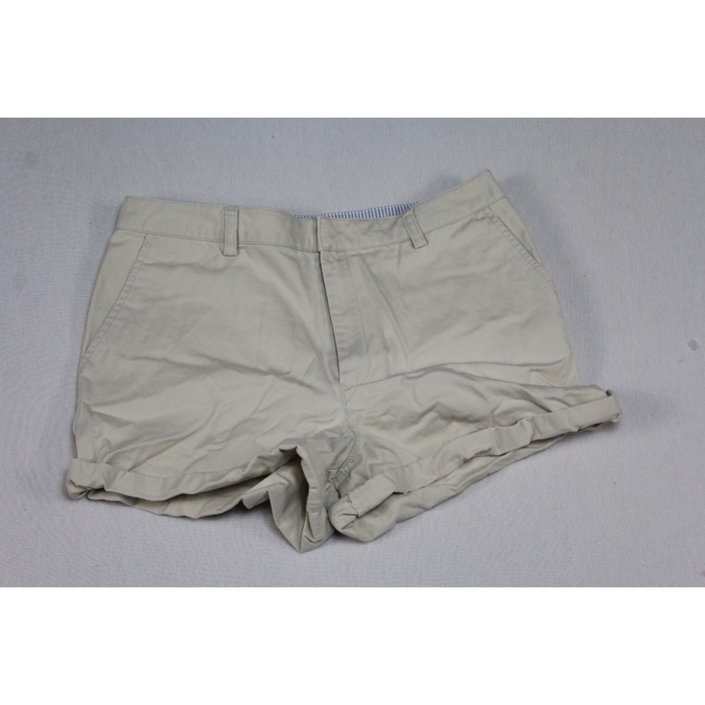 Tommy Hilfiger Chino Shorts Women Size 12 Beige Excellent Mid Rise Cotton Pocket